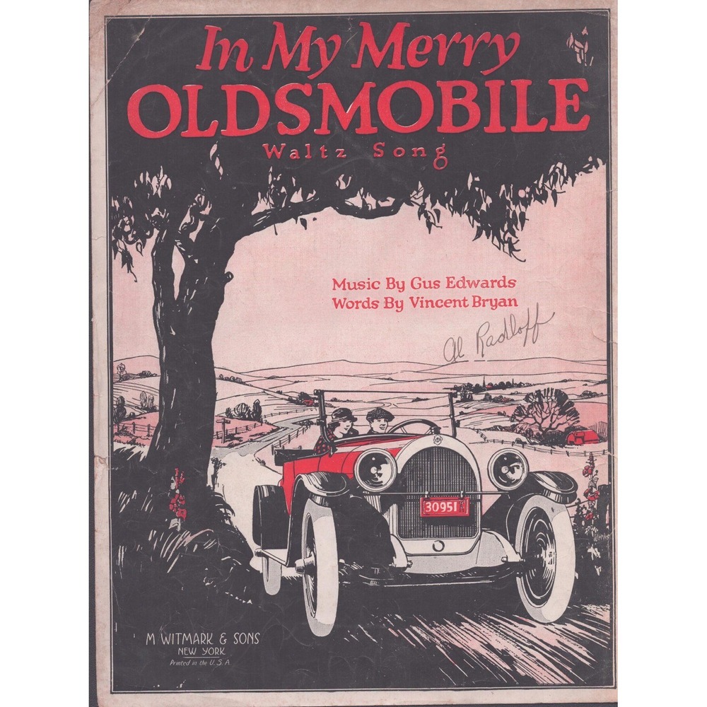 In My Merry Oldsmobile Waltz Song Sheet Music Gus Edwards Vincent Bryan 1905